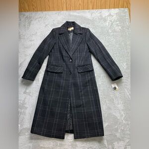 NWT Michael Kors Coat Womens XS Black Gray Wool Long Sleeve Classic (W856)